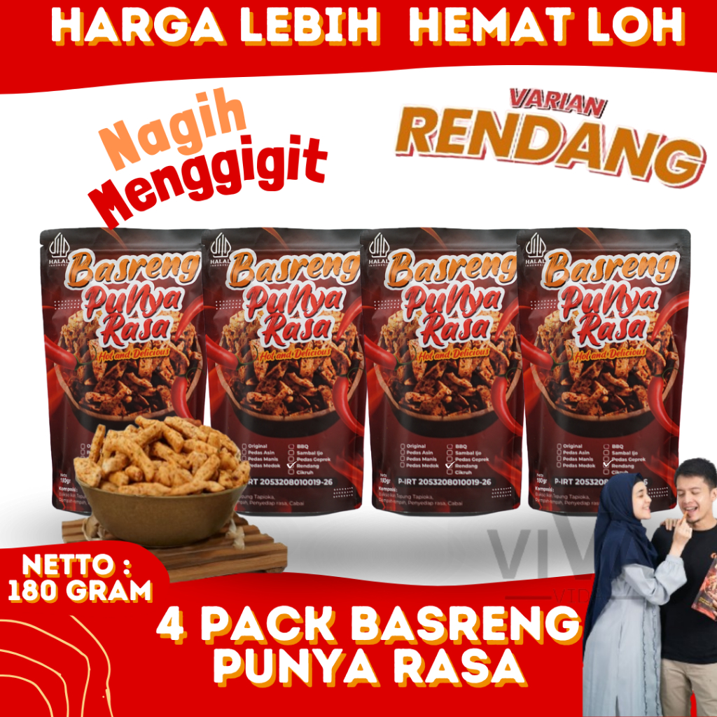 

Basreng Punya Rasa Rendang Paket Bundling Isi 4 Rasa Unik Bumbu Melimpah Ekstra Daun Jeruk