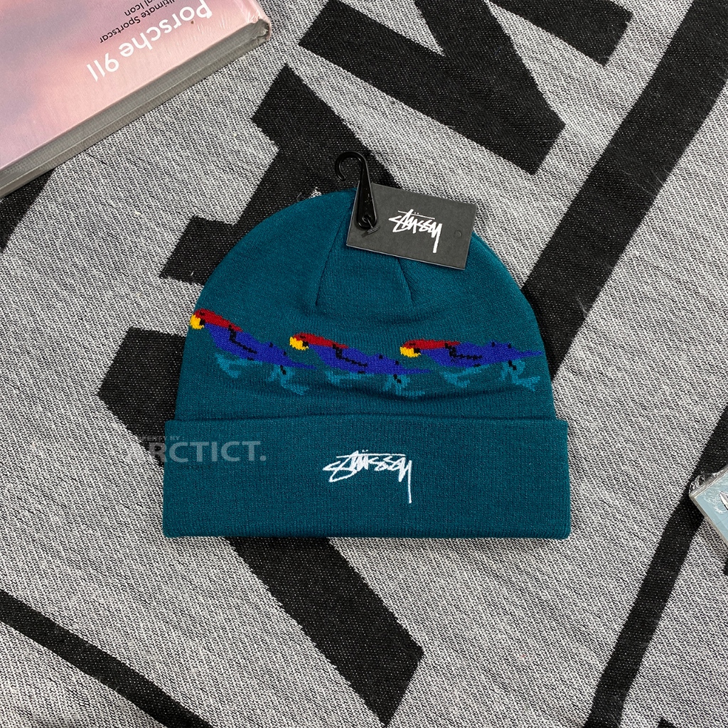 STUSSY PARROT CUFF BEANIE HAT - TEAL | KUPLUK STUSSY