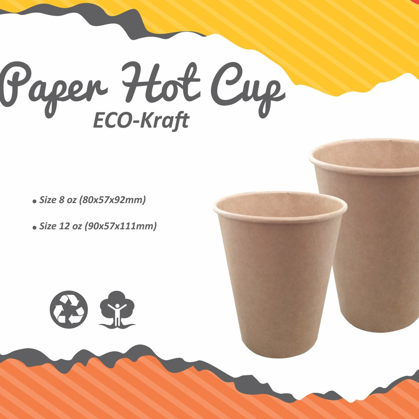 

HOT PAPER - BROWN KRAFT ( CUP ISI 50 PCS & LID ISI 100 PCS )
