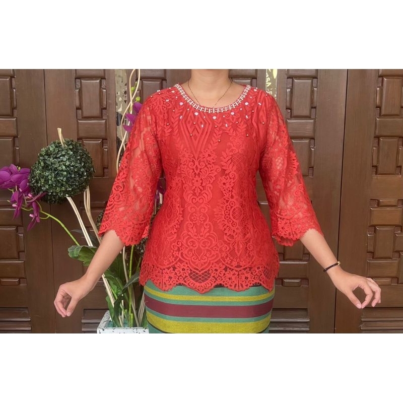 Blus kebaya semi Prancis payet super lembut