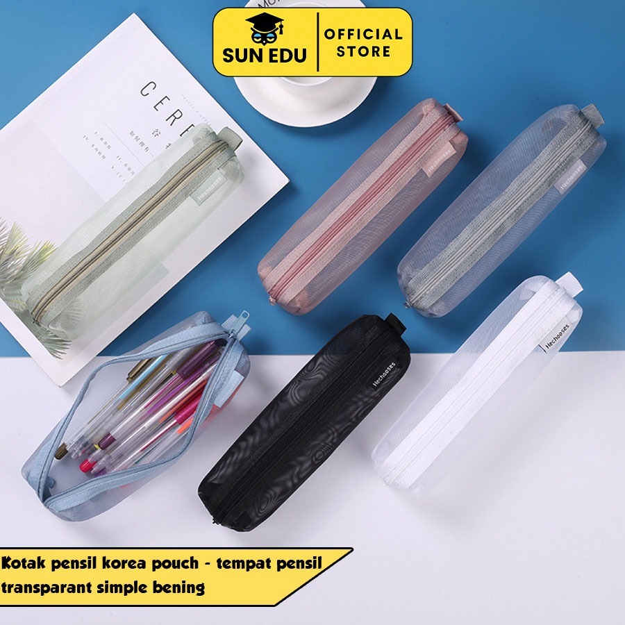 

Kotak pensil korea pouch/ tempat pensil transparant simple bening