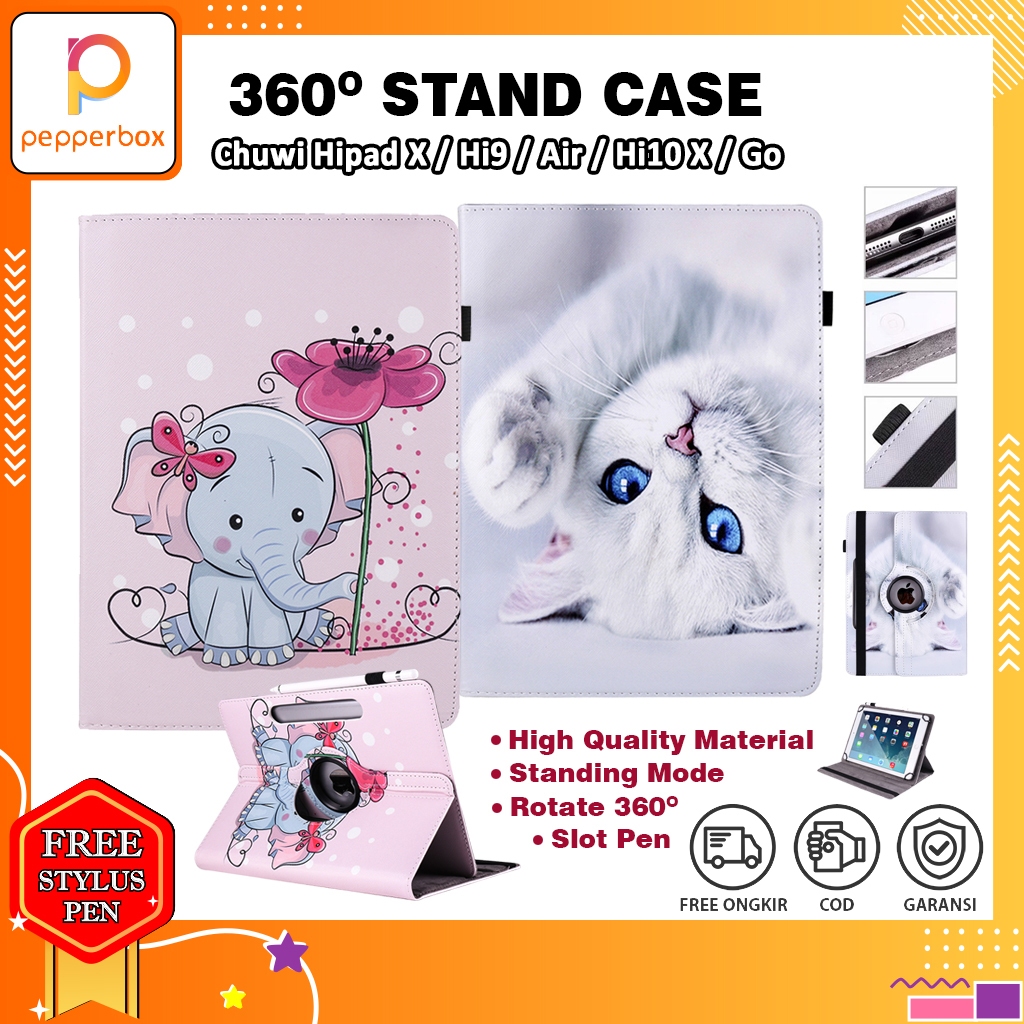 Case Tab Chuwi Hipad X / Hi9 / Air / Hi10 X / Go Bookcover Casing Lucu Pink Putih 360 Anak Dewasa Pu
