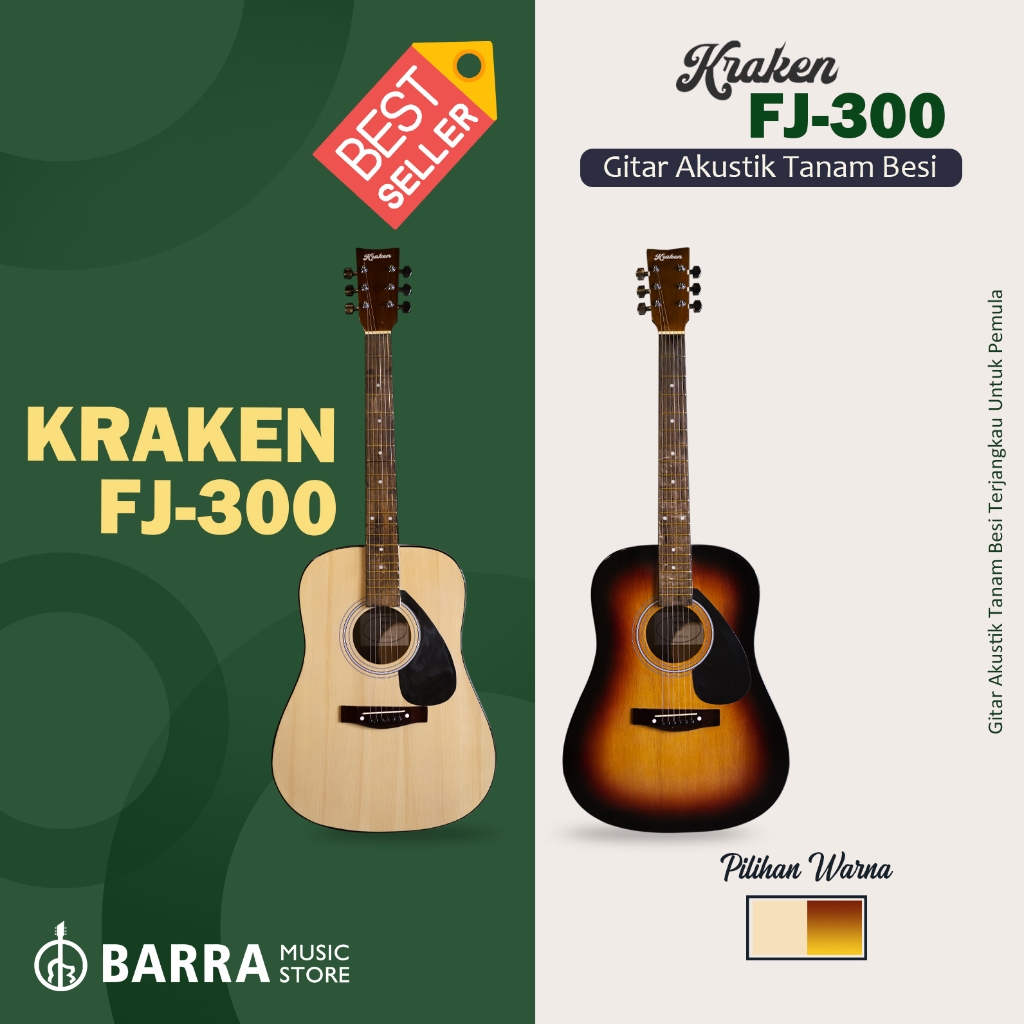 Gitar Akustik Tanam Besi Original Kraken FJ300