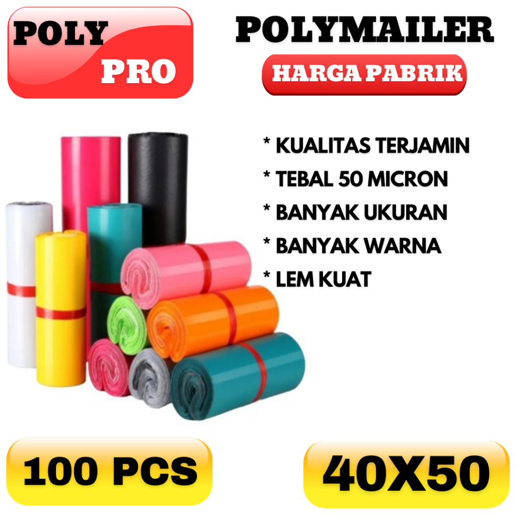 

Plastik Packing 40x50 / Polymailer Warna LDPE Glossy (Isi 100Pcs)