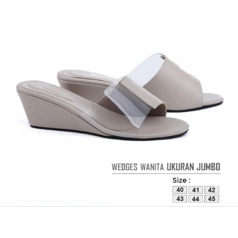 Maxmara Wedges BIGSIZE 40.45 Sendal Slop Pesta Jumbo Krem / Wedges Weeding Kondangan Kaki Besar