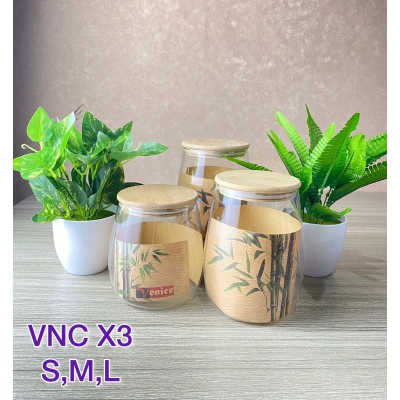 Qori Store - Toples Kaca Tutup Bambu Vnc Kode X3 / Toples Kaca / Toples Kaca Aesthetic / Toples Kaca