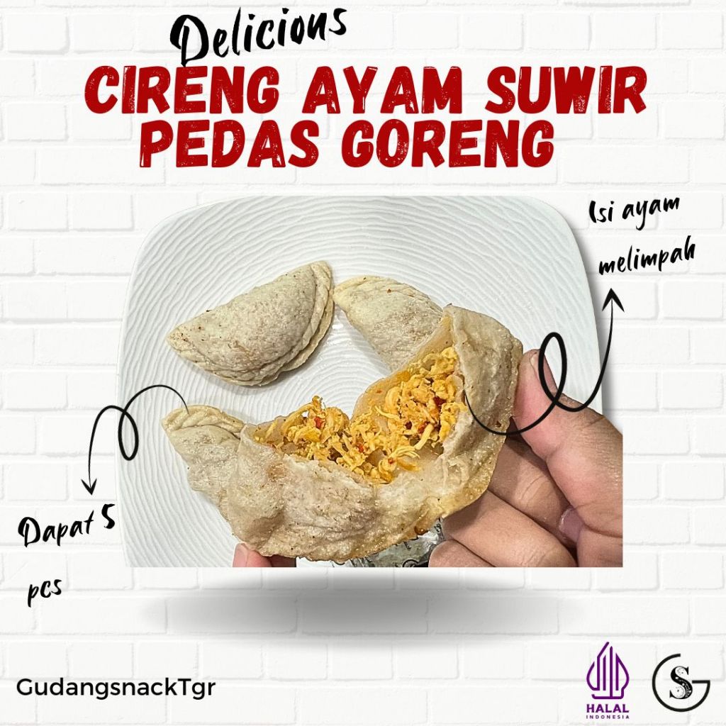 

Cireng Goreng Ayam Suwir Pedas 1 bungkus isi 5 pcs Hotpot Instan