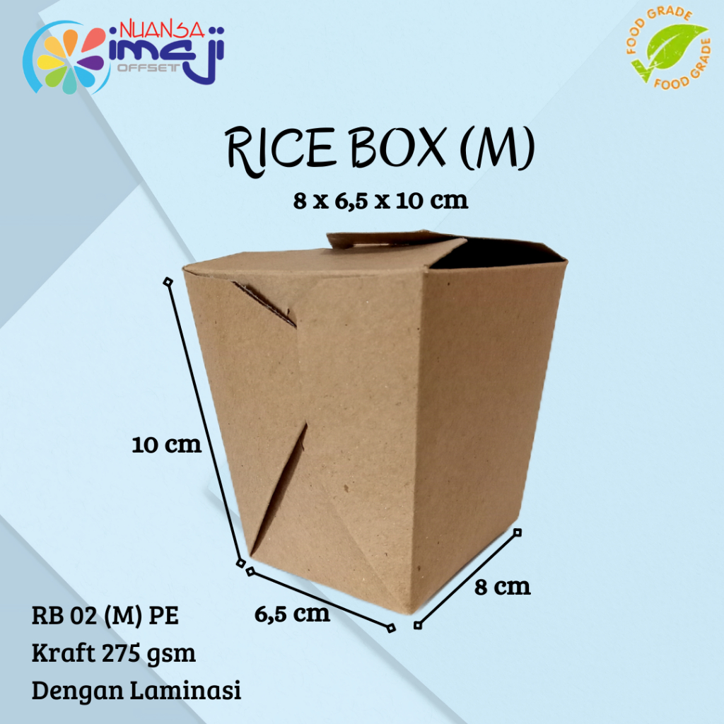 

Rice Box (M) Uk. 8x6,5x10 cm, Dengan Laminasi