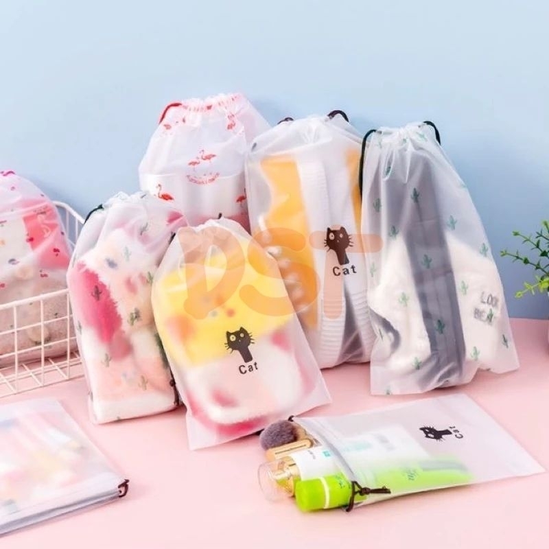 ORE Travel Pouch Karakter Bag Tas Serut Goodie Bag Hampers Ulang Tahun Plastik Penyimpanan Multifung