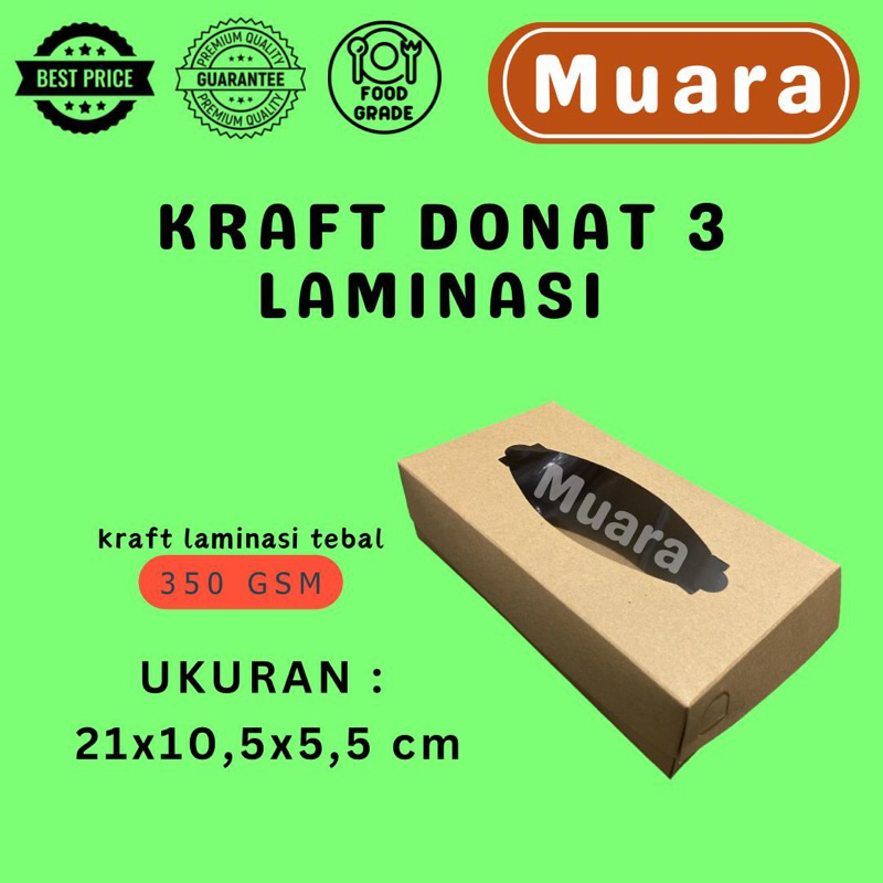 

Dos Kraft Donat Isi 3 Laminasi / Kardus Kotak Box Dus Hampers Kue Donat Isi 3