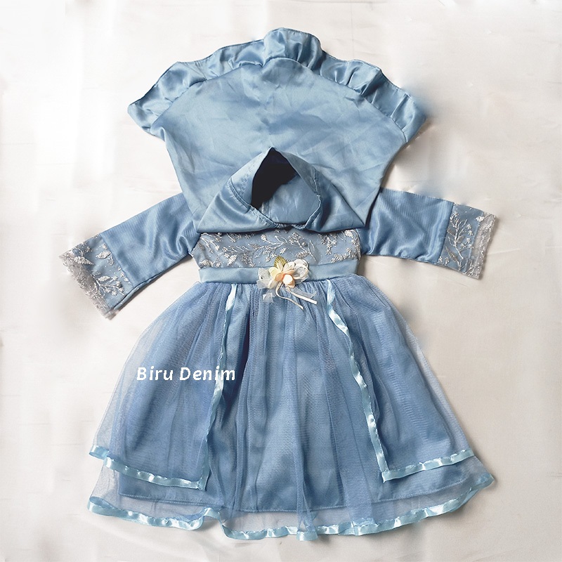 Baju Gamis Denim Anak Perempuan 1 2 Tahun Impor Terbaru 2024 Baju Muslim Warna Biru Denim Dress Musl