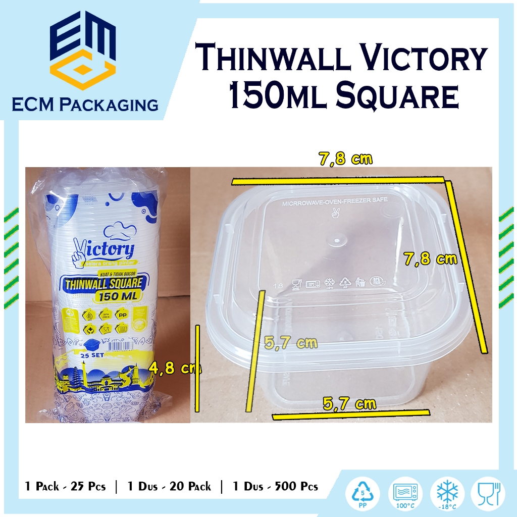 THINWALL VICTORY SQ 150ML SQ | THINWALL VICTORY SQUARE MINI | CUP PUDING KOTAK | CUP DESSERT KOTAK 2