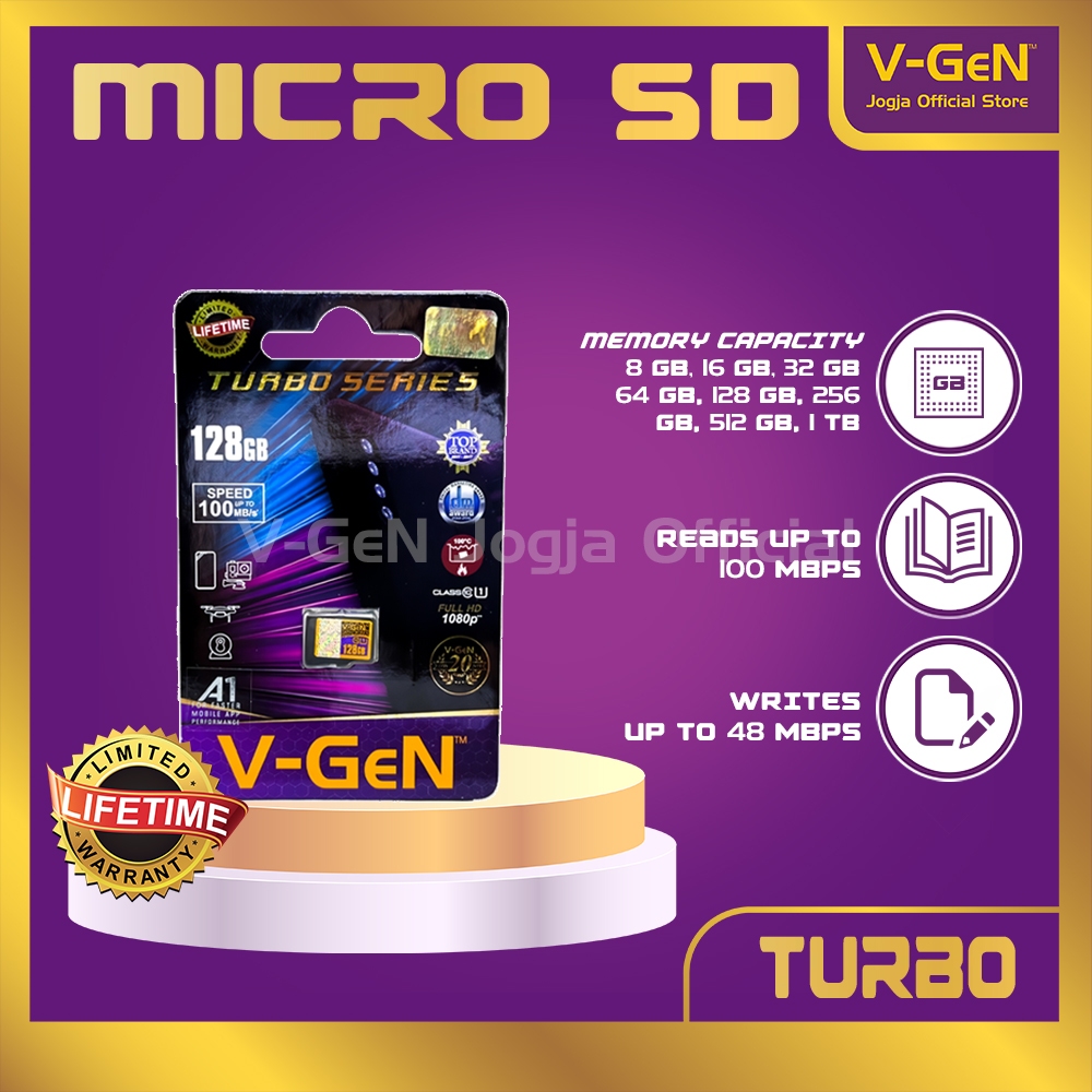 Micro SD V-GeN Turbo 256GB, 512GB NA Original - Resmi