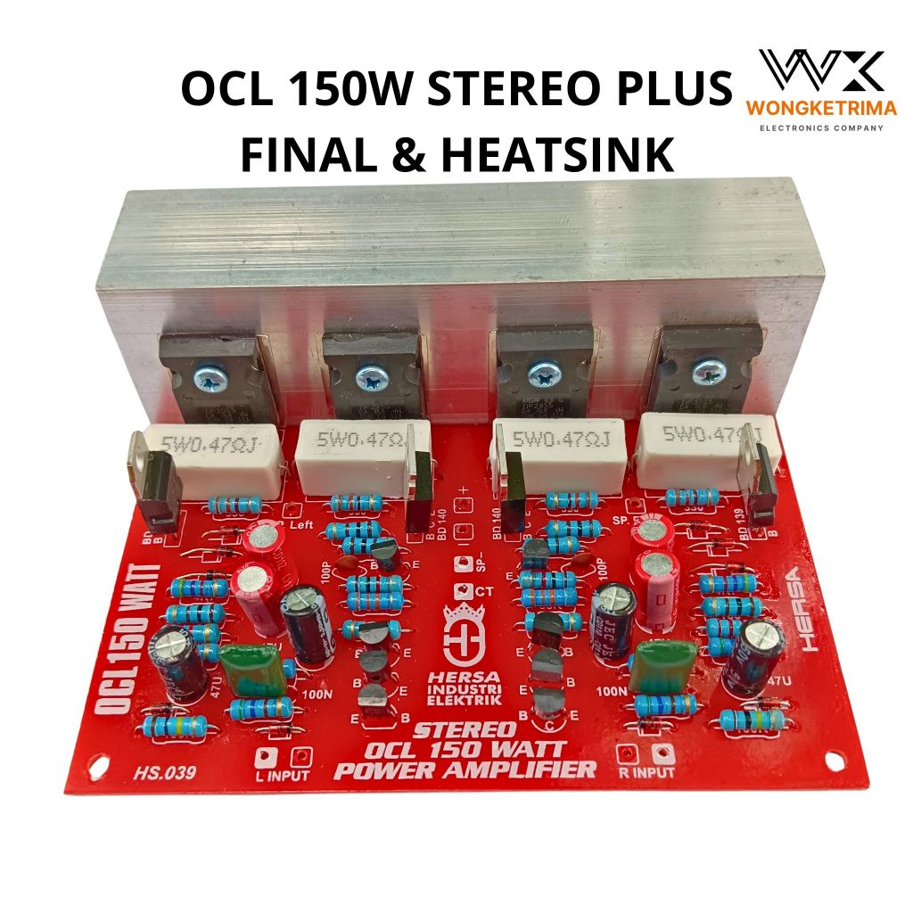 Kit power amplifier ocl 150 watt stereo plus final dan heatsink