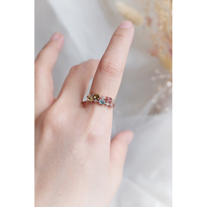 Rainbow tourmaline ring s925