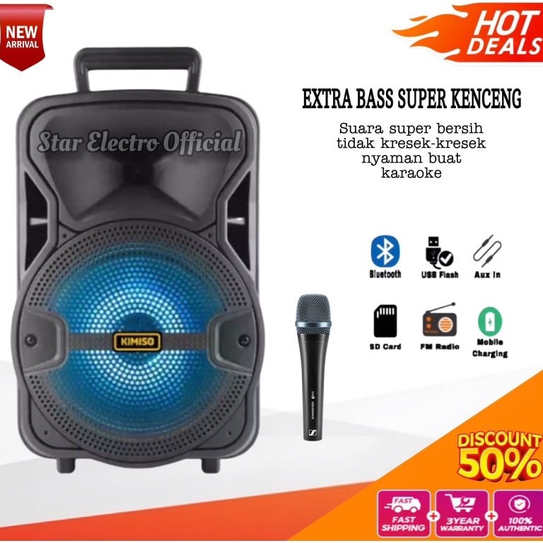 Paling Diminati Speaker Bluetooth Karaoke Full Bass Ukuran Besar Bonus Mic Murah  Speaker Salon Aktif Polytron Kimiso