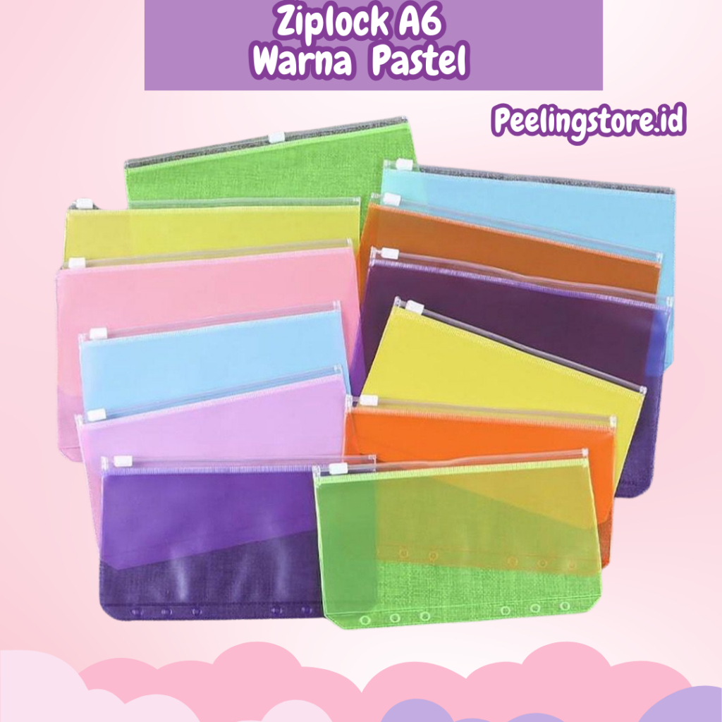 

Zipper Pastel Binder Ziplock A6 6-hole PVC Transparent Hand Book/Ziplock Storage Bag Zipper bag Accessories