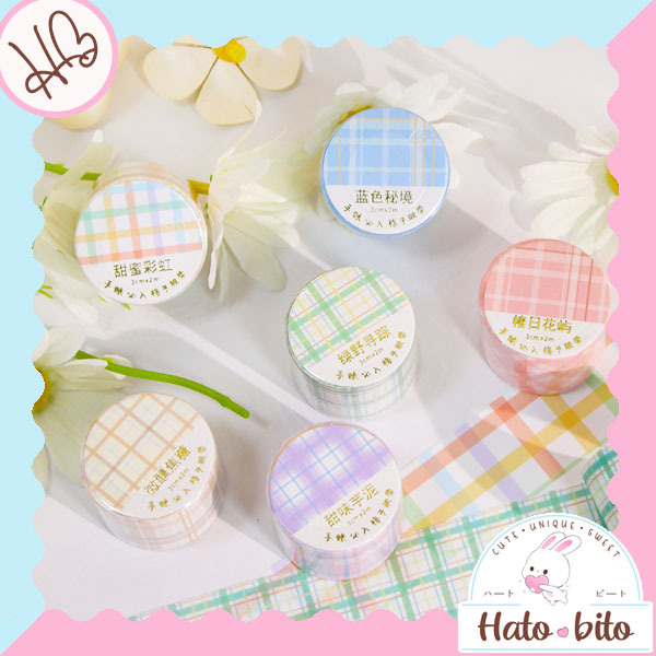 

Japanese checkered washi tape motif plaid tartan ukuran lebar 3 cm panjang 2 meter deco journal diy scrapbook estetik HB1640