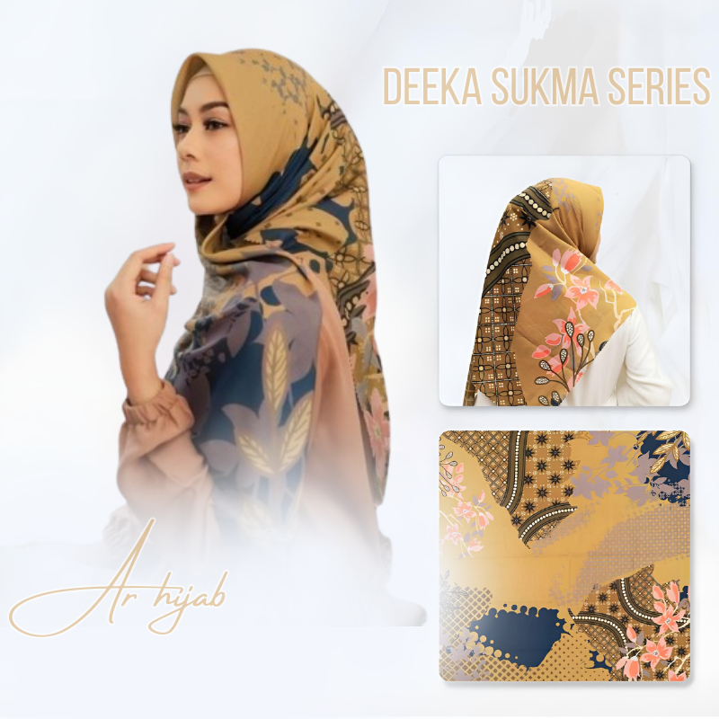 Jilbab Segi Empat Hijab Premium Voal Motif Deenay Kw Kuning Lasercut