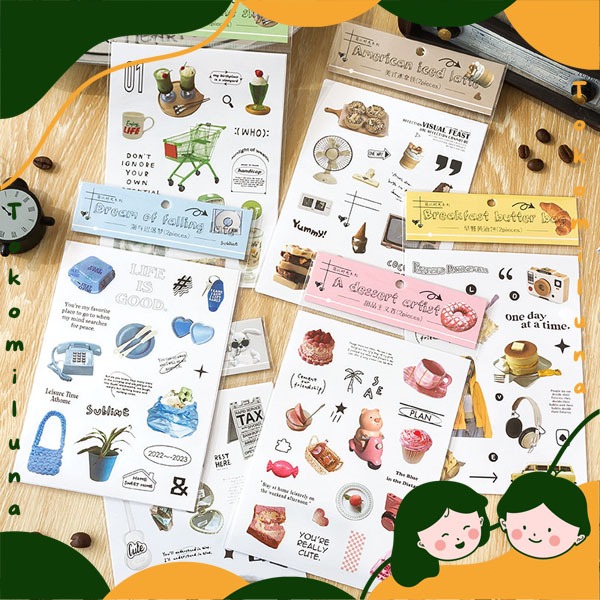 

1 set 2 lembar artistic life sticker deko stiker jurnal scrapbook diy estetik HB1639
