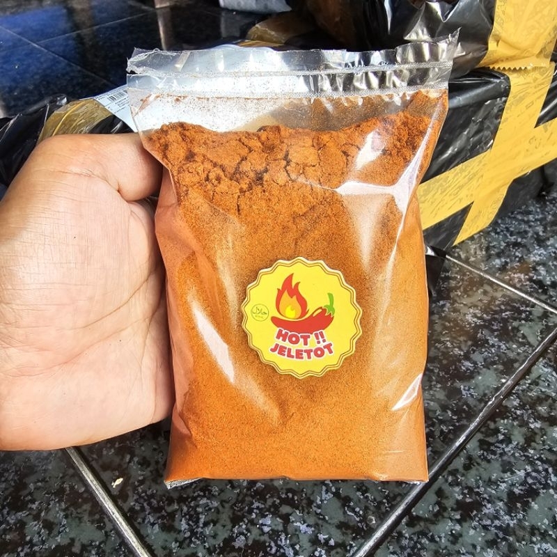 

Bubuk Cabe halus Hot jeletot pedas mantap enak banget kemasan 100 gram