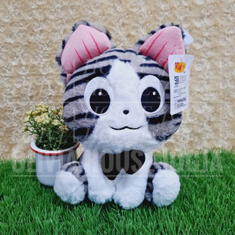 Boneka Kucing Taby Mini Boneka Kucing Belang Abu Abu Boneka Sit Kucing Dasi