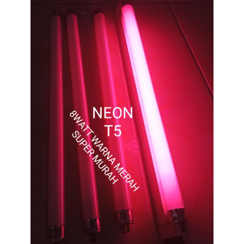 neon T5- 8 watt warna merah 30 cm