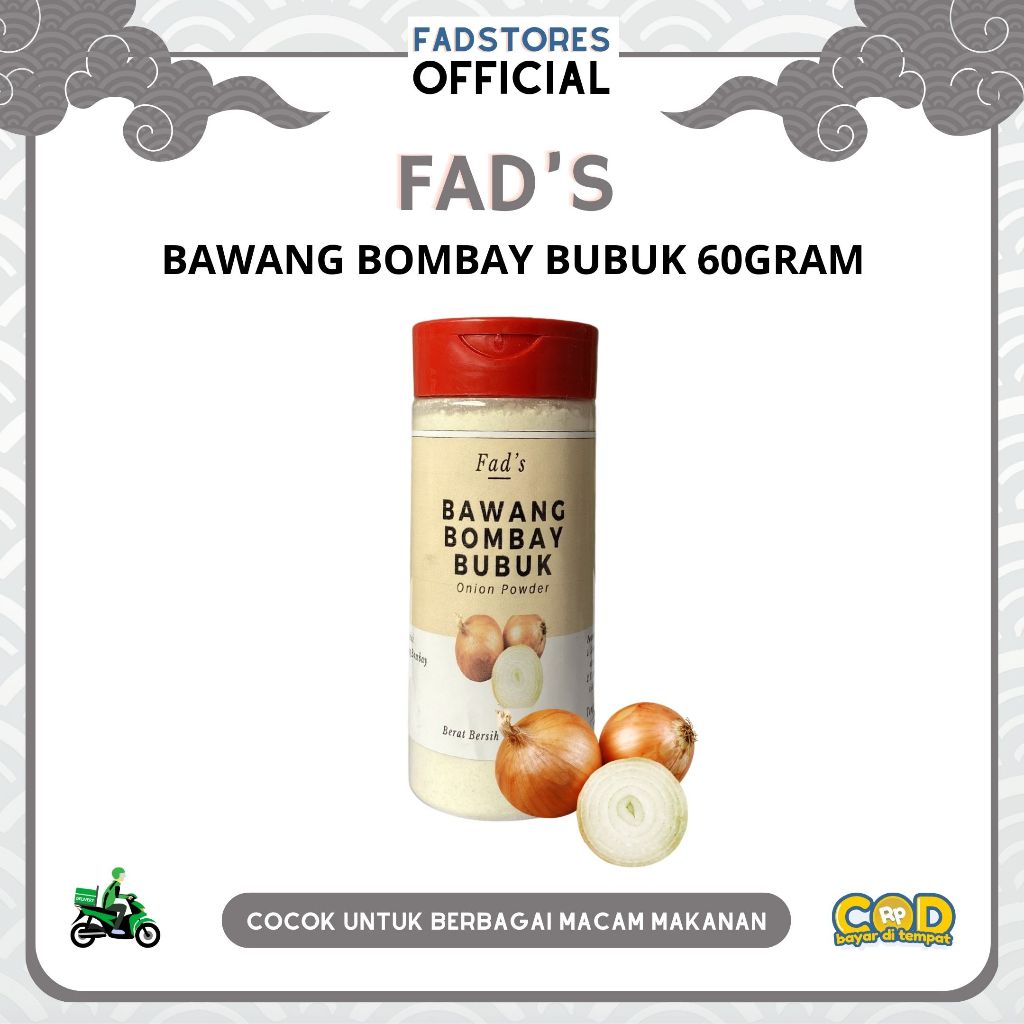 

[Kemasan Botol] Bawang Bombay Bubuk 60 Gram - Onion Powder 60gram - Fad's Rempah Bubuk