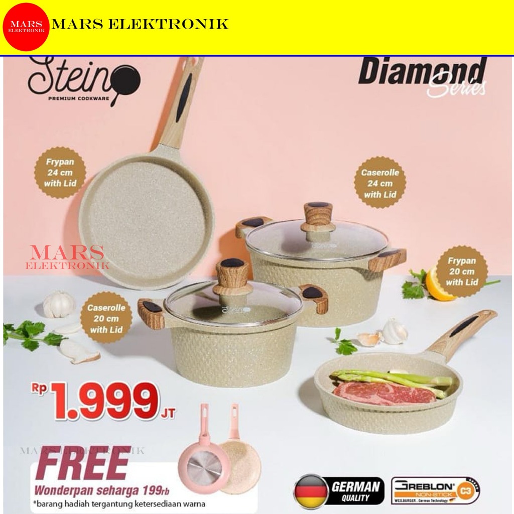 STEIN COOKWARE - PANCI DIAMOND SET / SATUAN ( 4 IN 1 | SET  ) - GERMAN QUALITY - WAJAN GRANITE STEIN