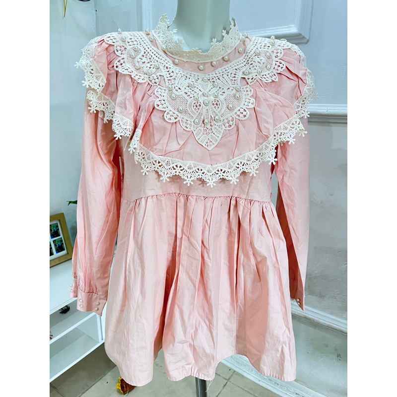 blouse vintage bkk ruffle mutiara