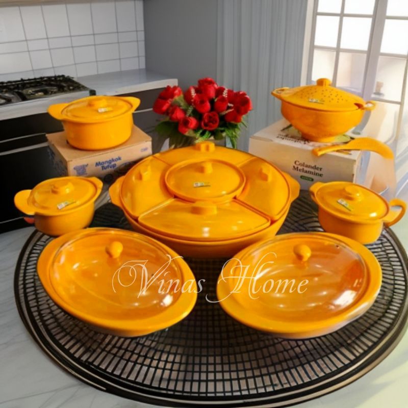 Dinner set Kuning melamine Golden dragon prasmanan set melamin