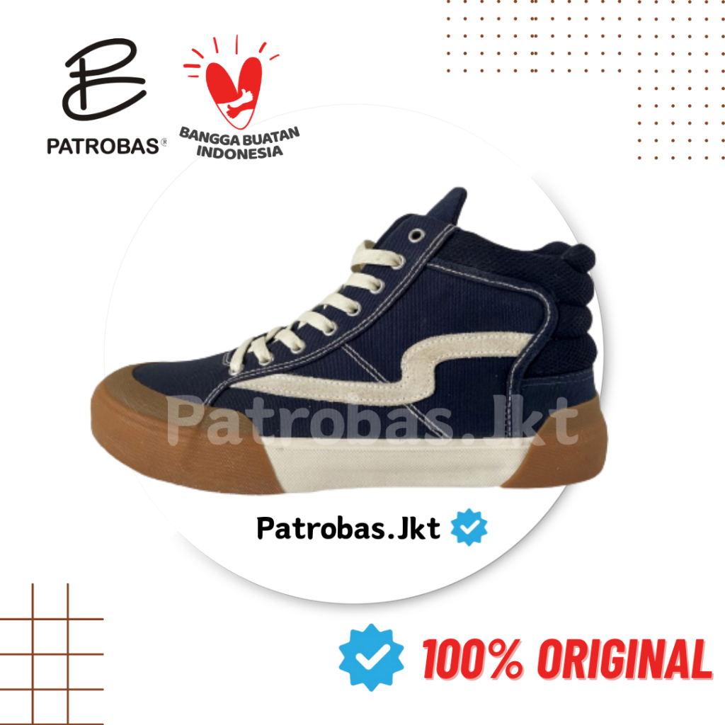 Sepatu Patrobas Cloud High Navy Gum Original | Sneakers Casual Pria Wanita  Original