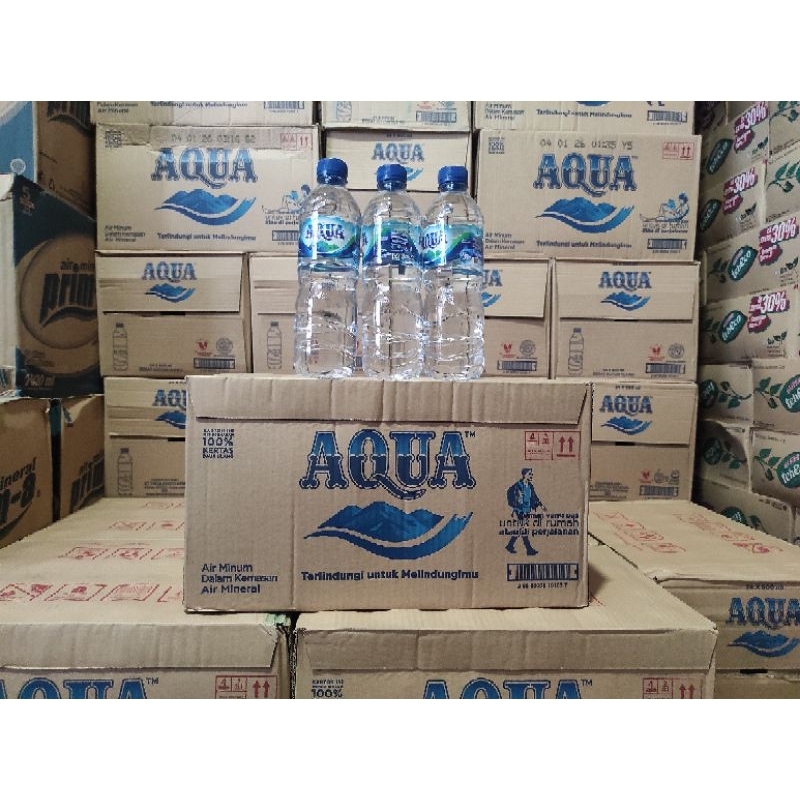 Air Mineral Aqua Botol 600ml 1 dus isi 24 pcs