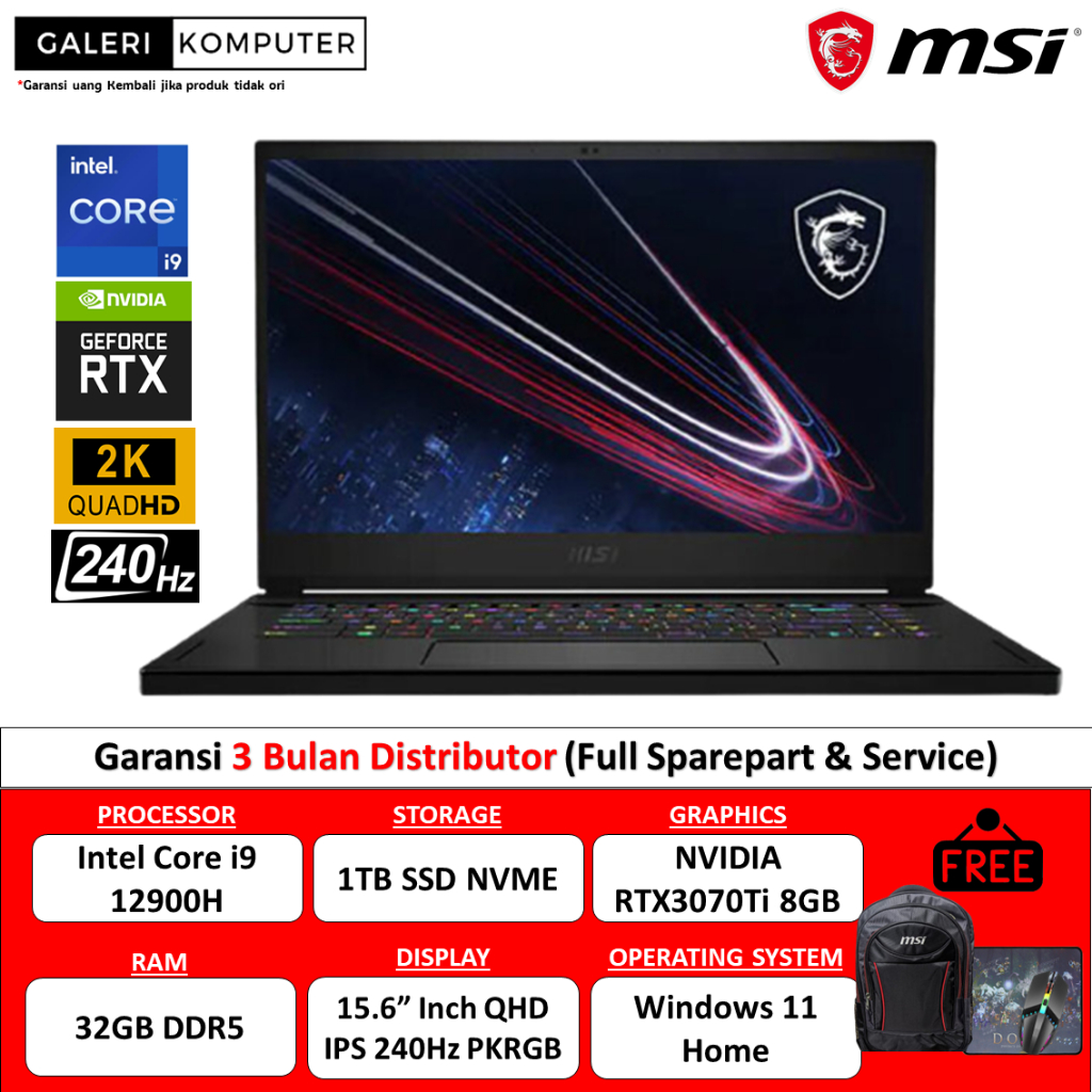 Laptop Gaming MSI GS66 Stealth Intel i9 12900H 32GB 1TB SSD RTX3070Ti QHD 240Hz PKRGB Windows 11