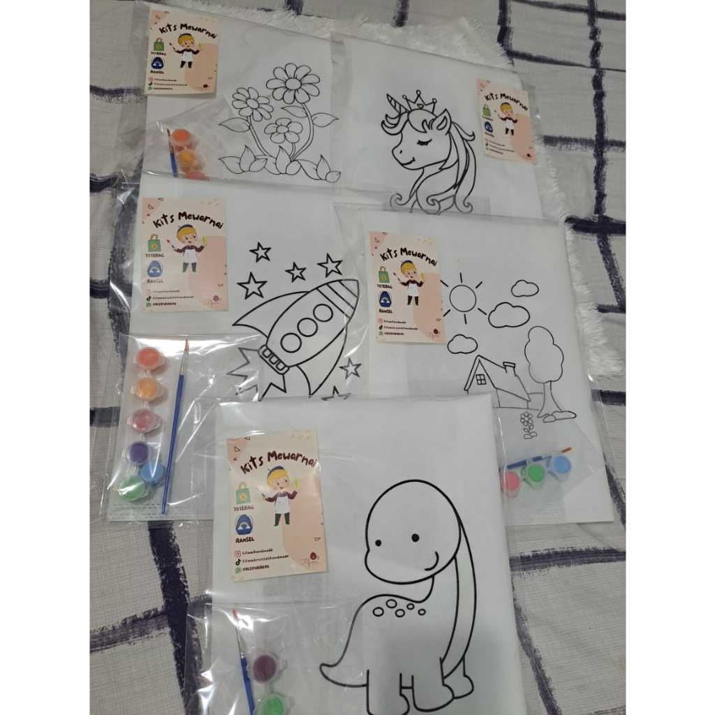 

Kit 1 set Tas spunbond mewarnai tote bag