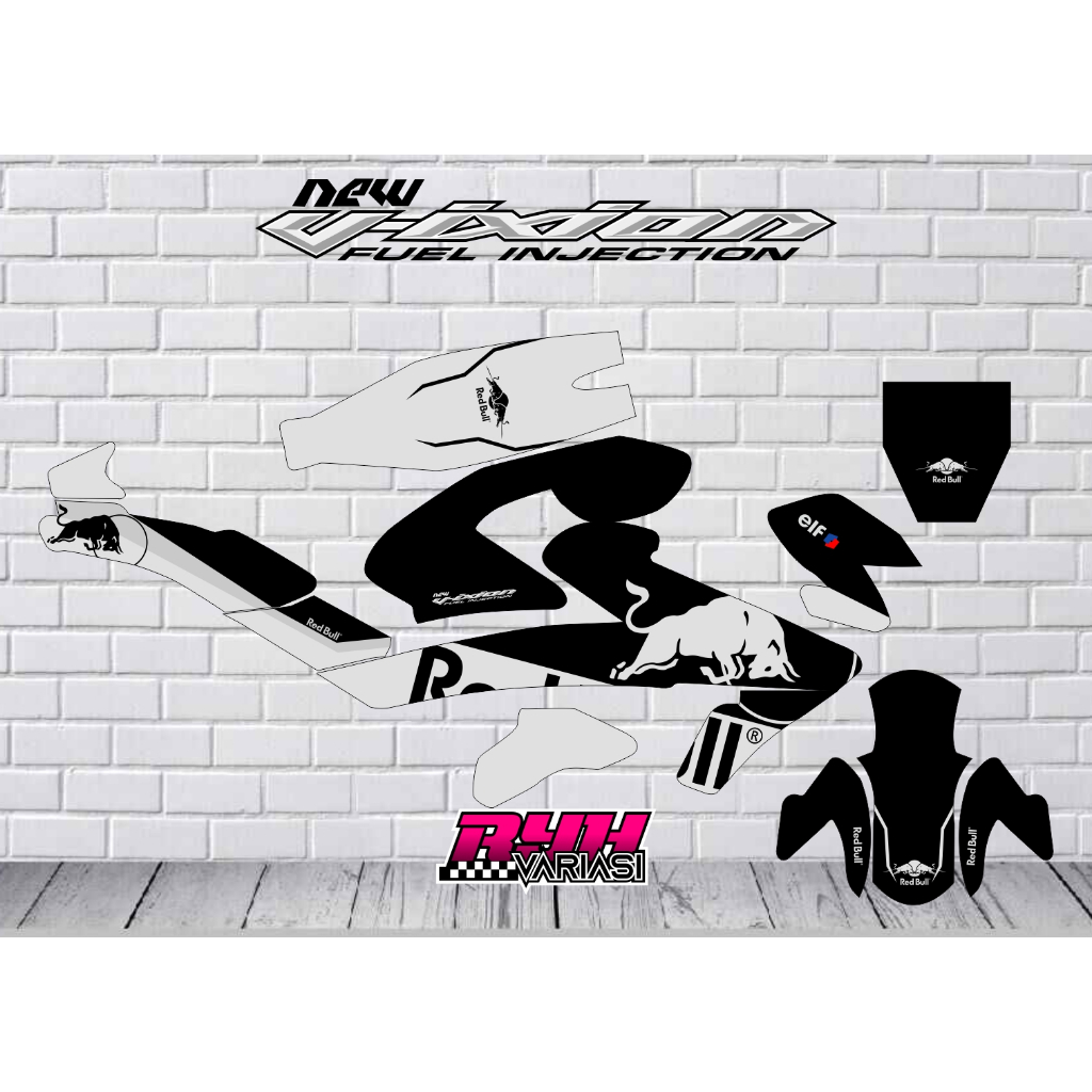 Stiker Decal Full Body Yamaha Vixion R New 2020 Redbull Abu Hitam