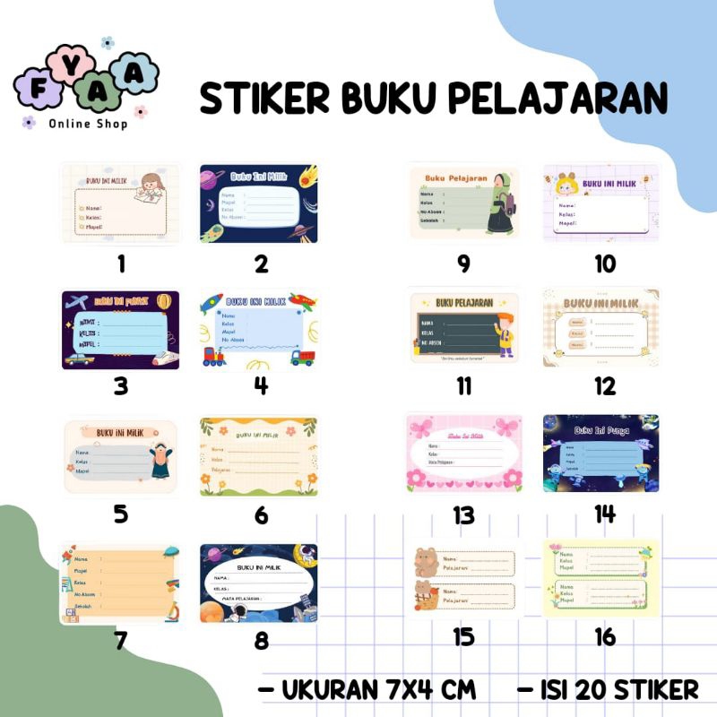 

Stiker Mapel Buku Pelajaran Sekolah Isi 20 Stiker