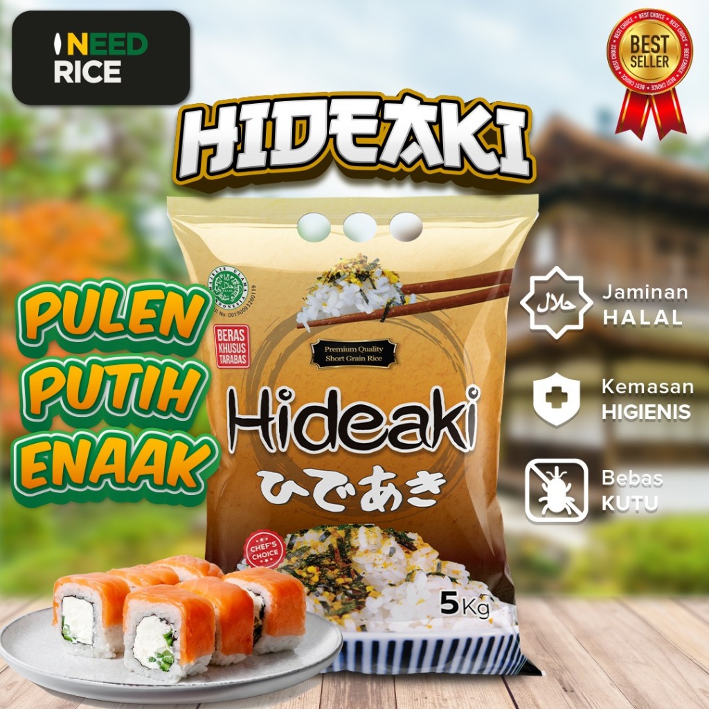 

Beras Jepang Hideaki 5kg- HALAL-Lengket Cocok untuk Sushi