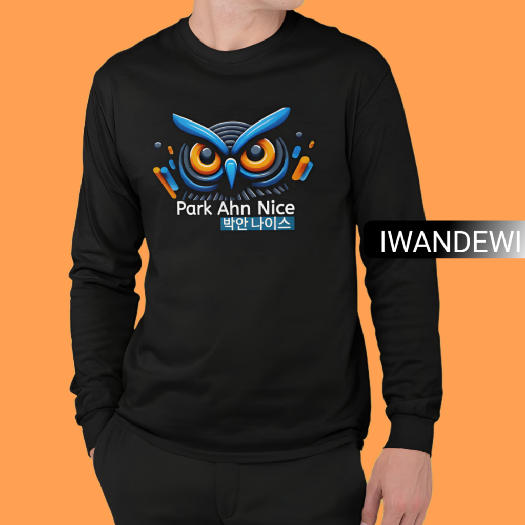 iwandewi Kaos PARK AHN NICE ABAH OWL Bahan Katun Lengan Panjang