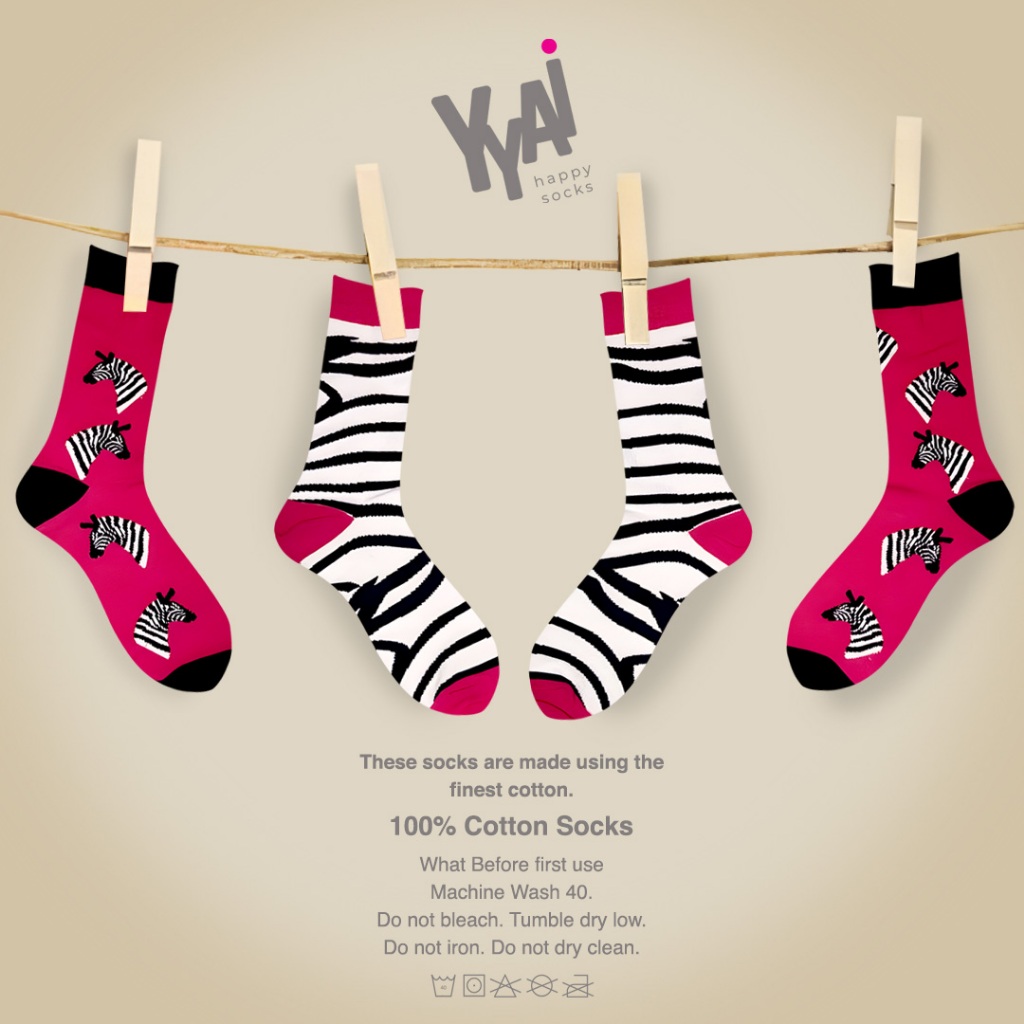 Kaos Kaki Printed Asimetris (Zebra)