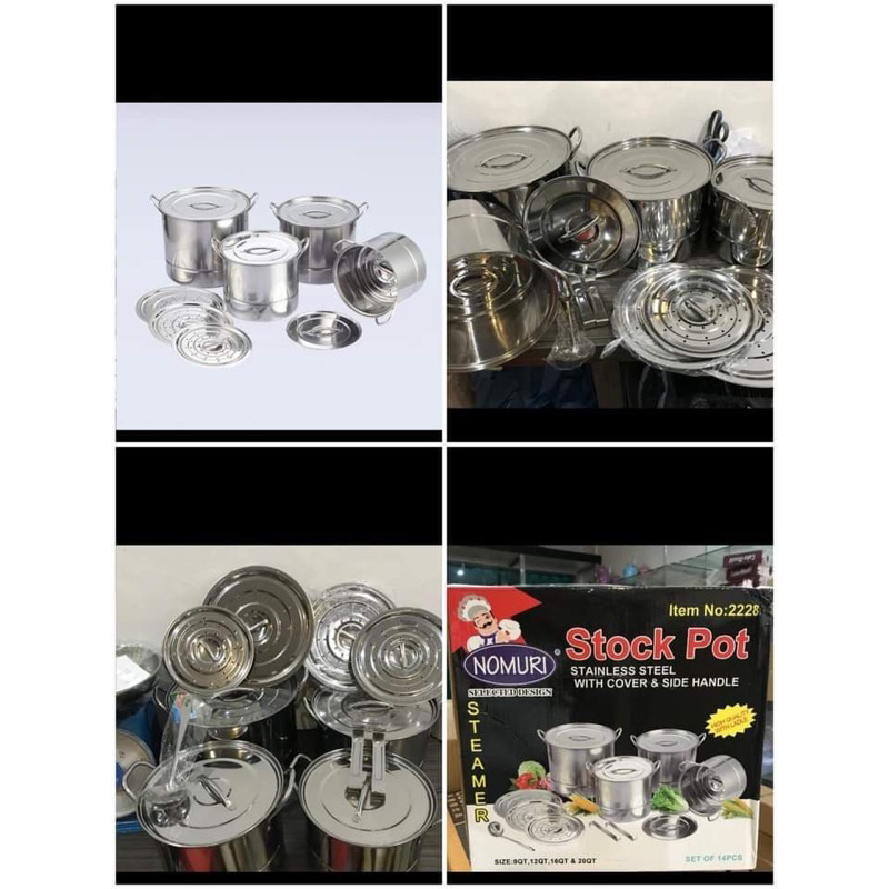 Stockpot Streamer Panci Set Stainless 4 set + Centong Sayur/Panci Stainless set