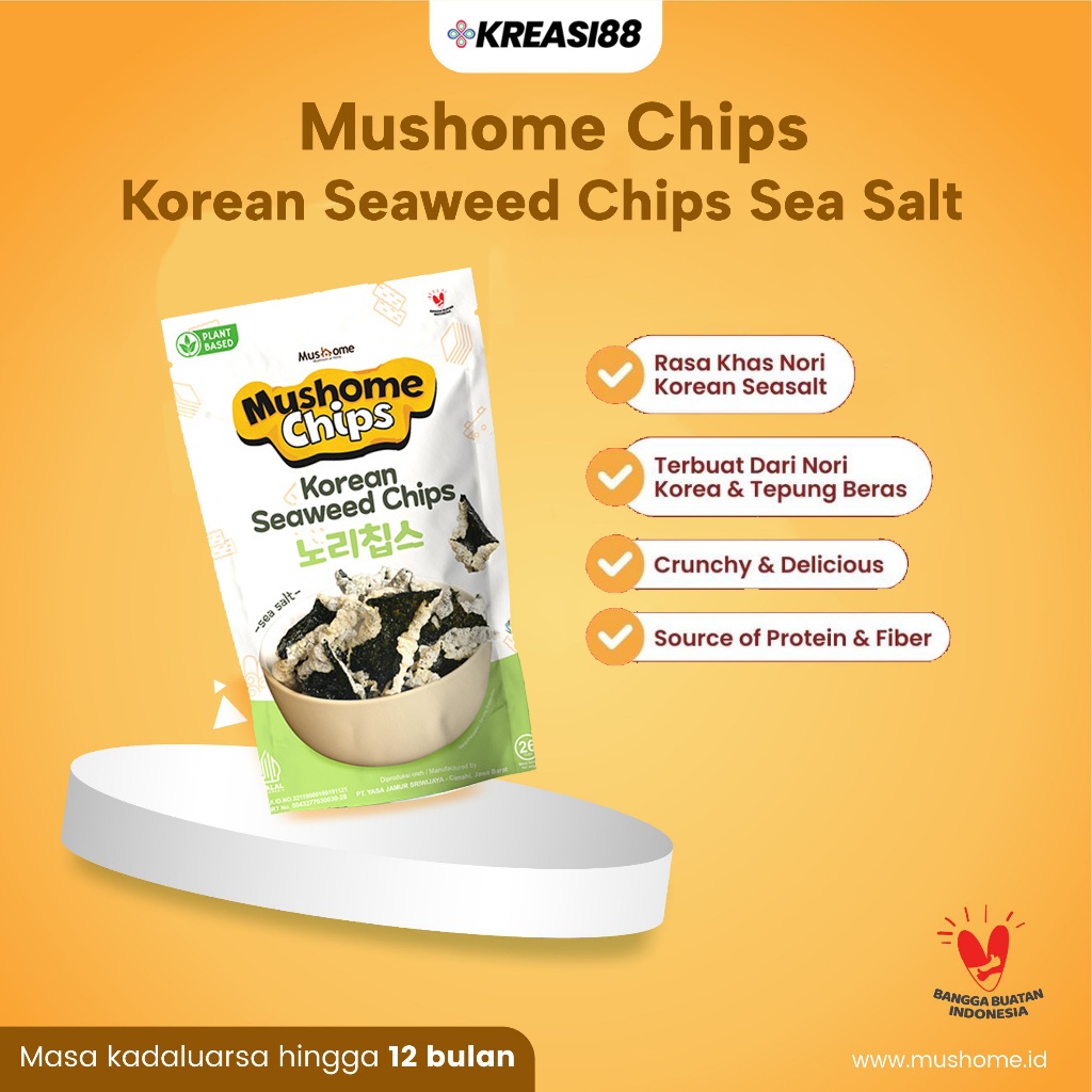 

Keripik Korean Seaweed - Mushome Chips - Kaya Serat & Sumber Protein
