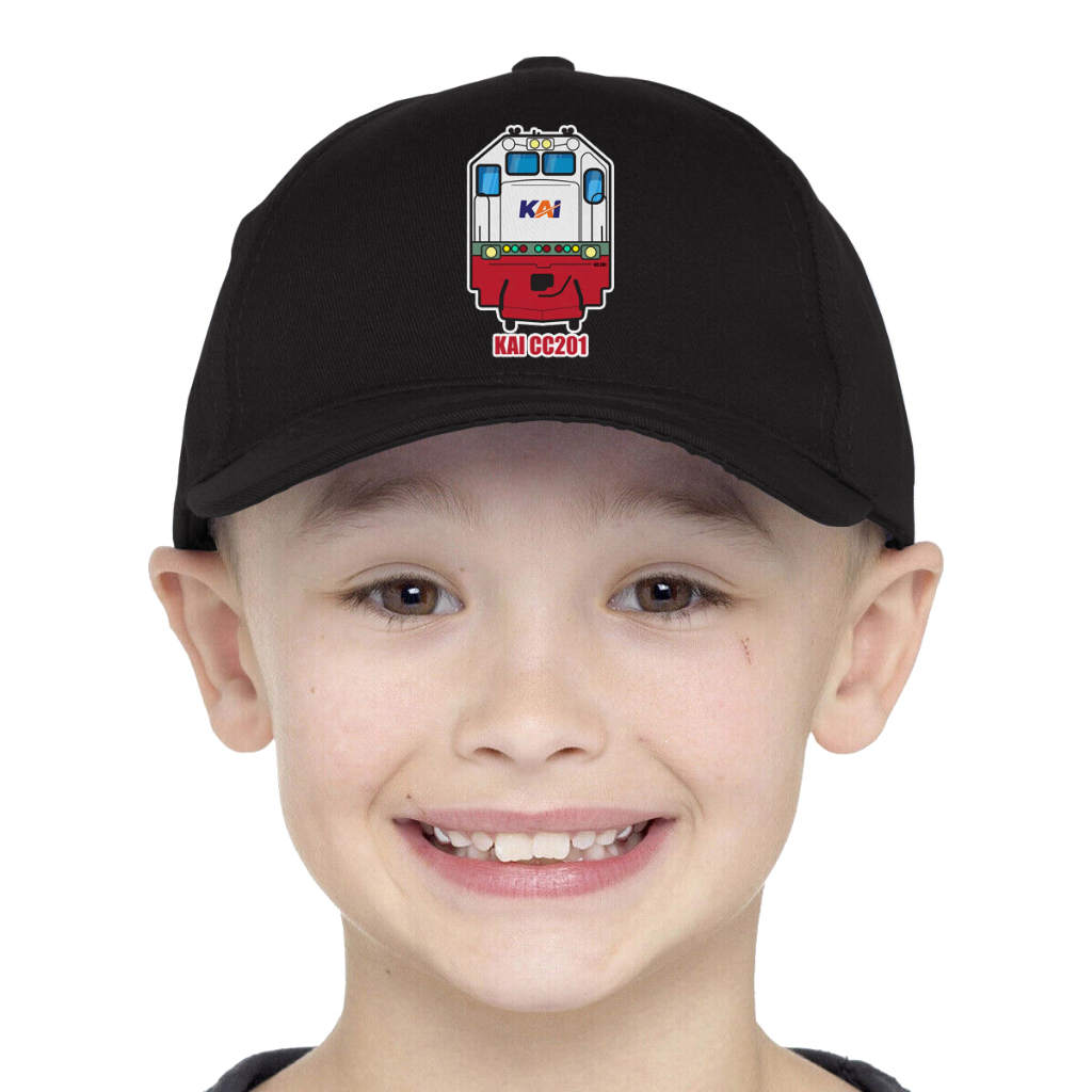 Topi Anak Gambar Motif Kereta Api Indonesia KAI Custom Nama KAI-CC201