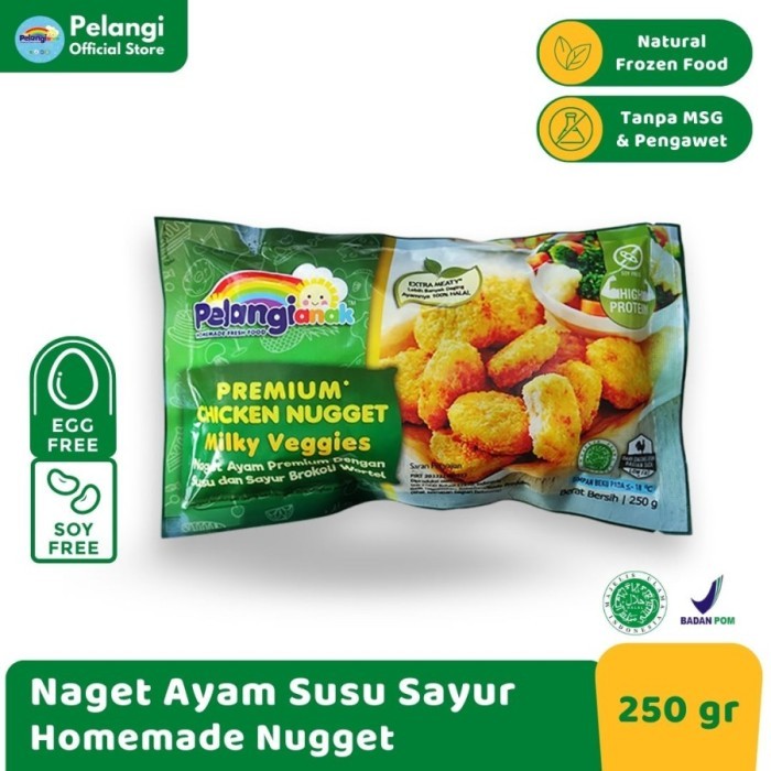 

Pelangi Nugget Ayam Milky Veggies Halal Non MSG & Non Pengawet 250gr