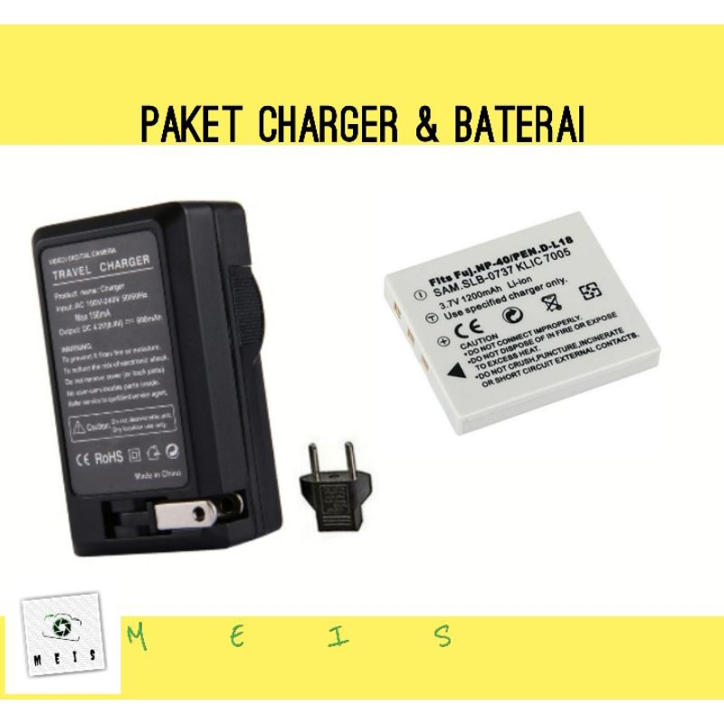T2T Baterai & Charger Pentax Optio A10 A20 A30 A40 L20 S S4 S4i S5n S5z S6 S7 Batre Battery RBU