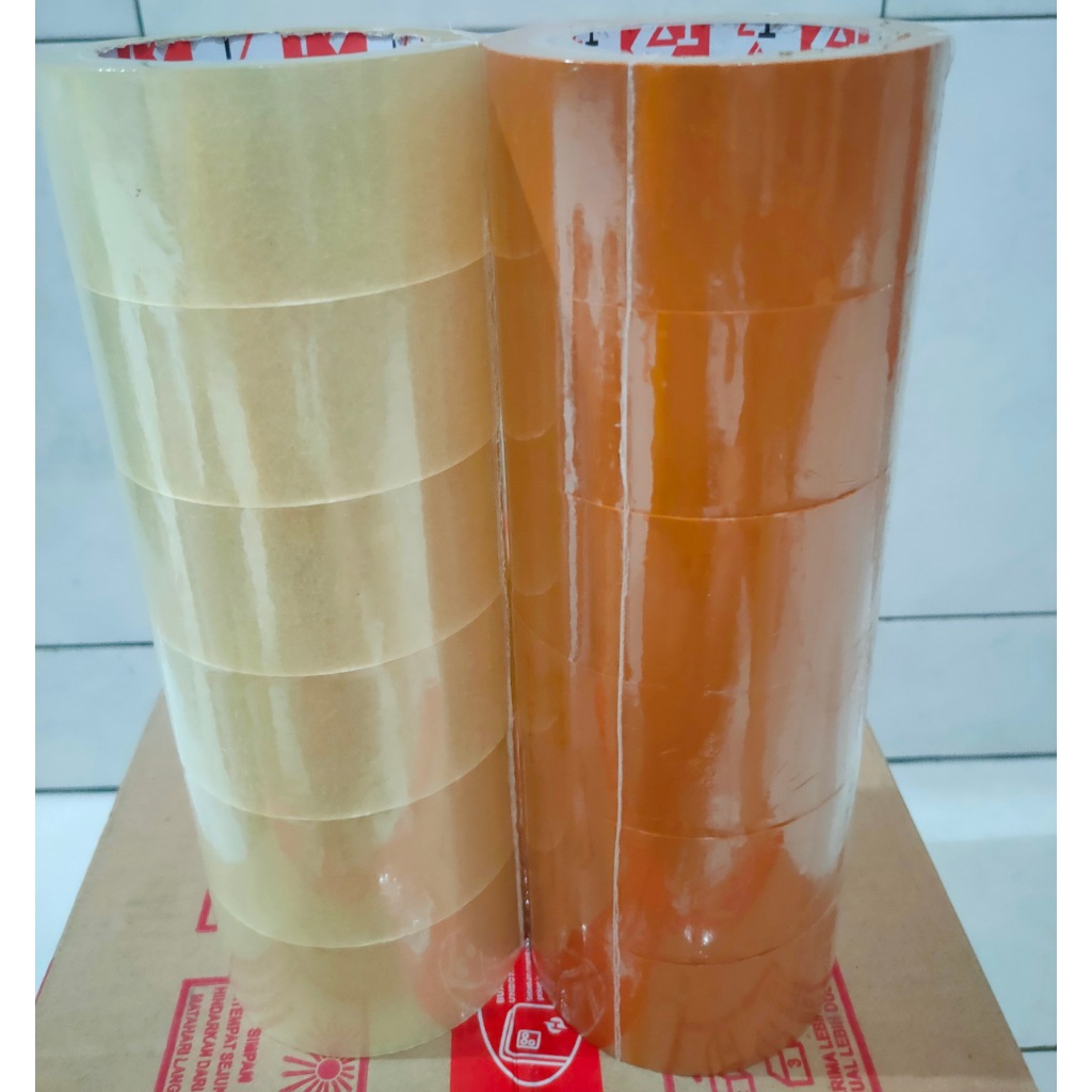 

Lakban 1 Slop Isi 6 Roll 48mm x 100Yard 2 Inch Murah Bening Coklat Selotip Opp Tape Isolasi Transparan