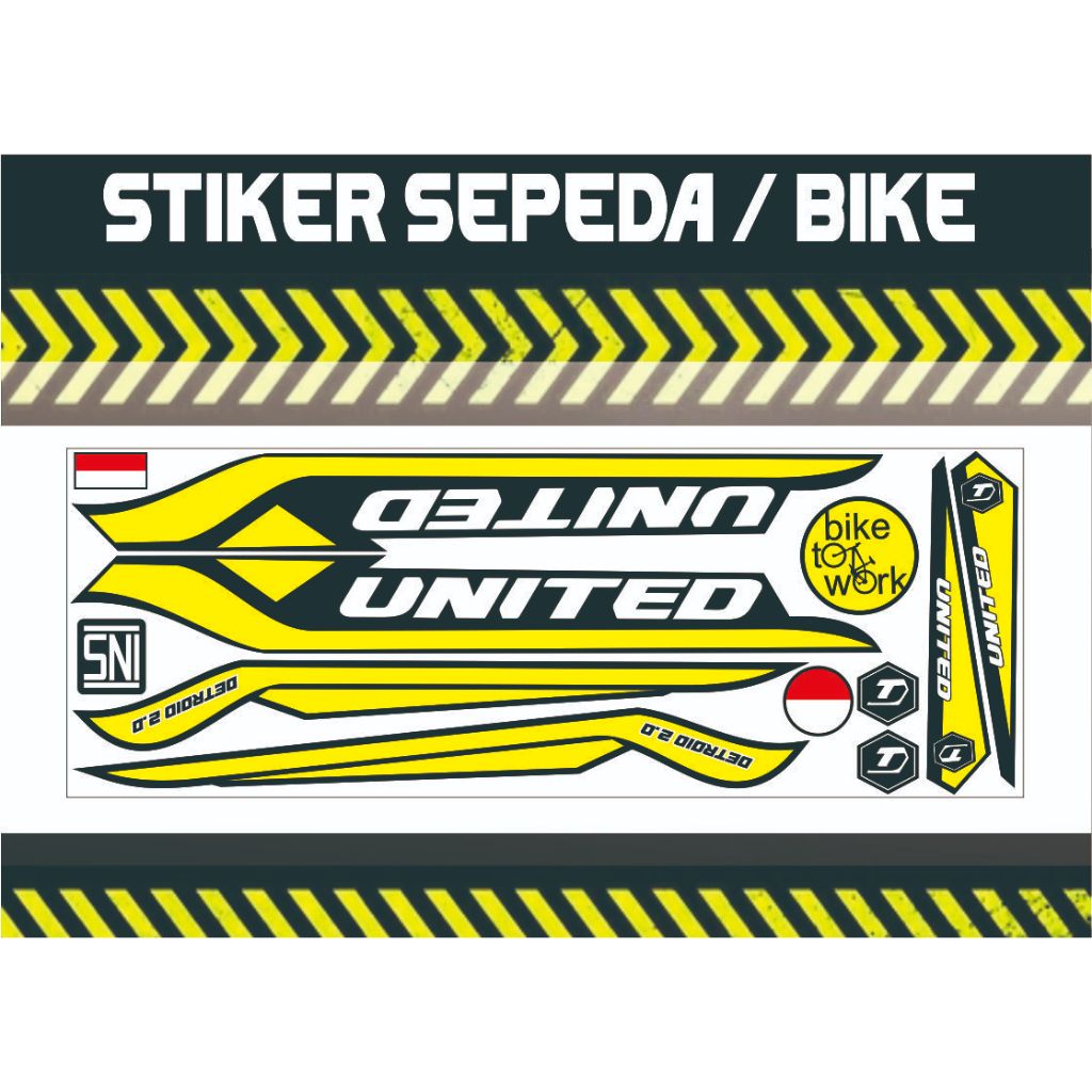SETIKER STRIPING SEPEDA VARIASI UNIVERSAL UNITED MOTIF SIMPLE ELEGAN STIKER BMX UNITED