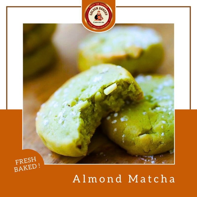 

Almond Matcha Cookies Kue Kering Lebaran Kukis Kacang Almond Greentea - 500 Gram