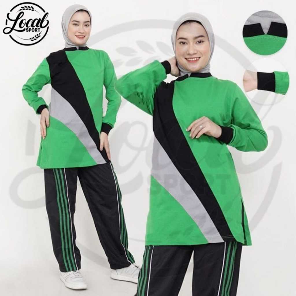 setelan baju olahraga muslim wanita satu set terlaris/baju olahraga wanita model tunik lengan panjan