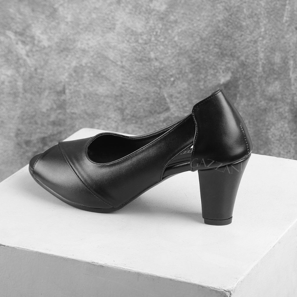 GZN 1118 BLACK / BIG SIZE SEPATU KERJA HIGH HEELS WANITA / OVERSIZE PANTOFEL WANITA GAZZANI